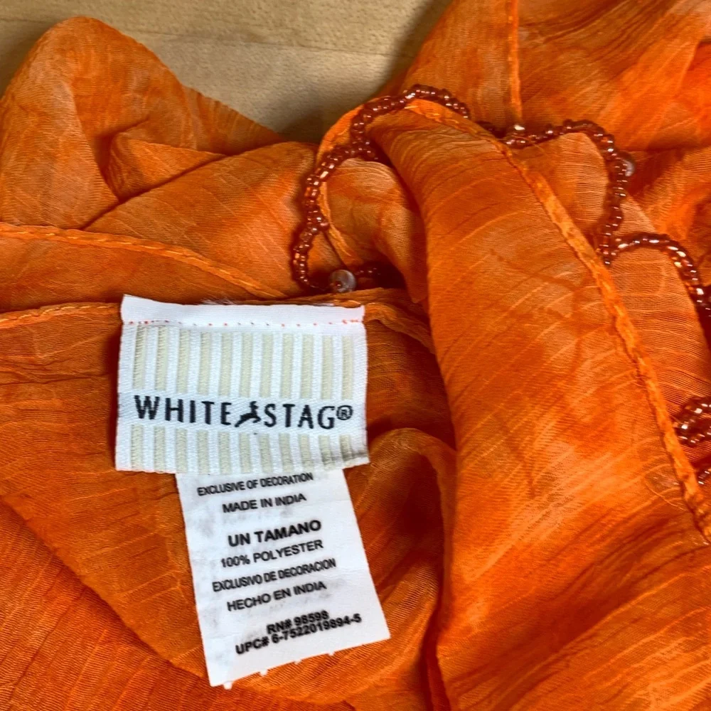 2 beautiful orange scarves‎ bundled. One with beading, then other with sparkle.